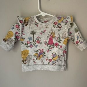 Disney Baby Princess Novelty Print Pullover Sweatshirt With Ruffle Sleeves